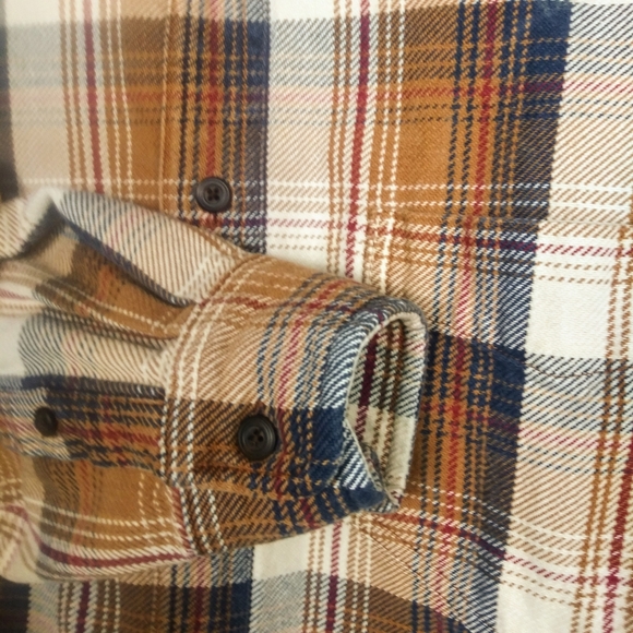 J. Crew Thick Cotton Flannel Shirt Brown Tan L - Picture 3 of 5